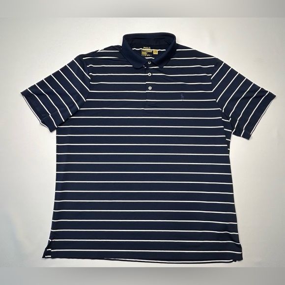 Polo Ralph Lauren Performance Golf Navy and White Striped Polo XL EUC - Picture 3 of 9